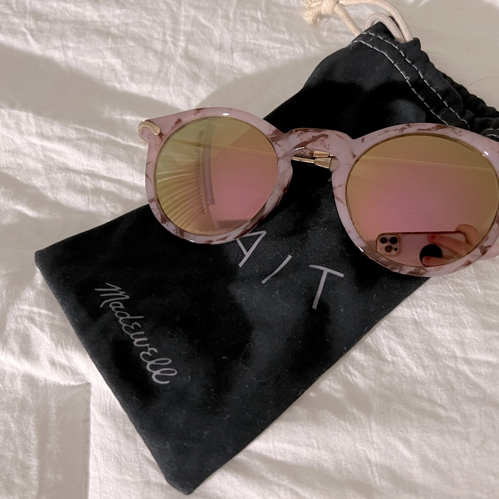 madewell pink reflective sunglasses